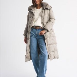 Abercrombie & Fitch Tan Puffer long Coat